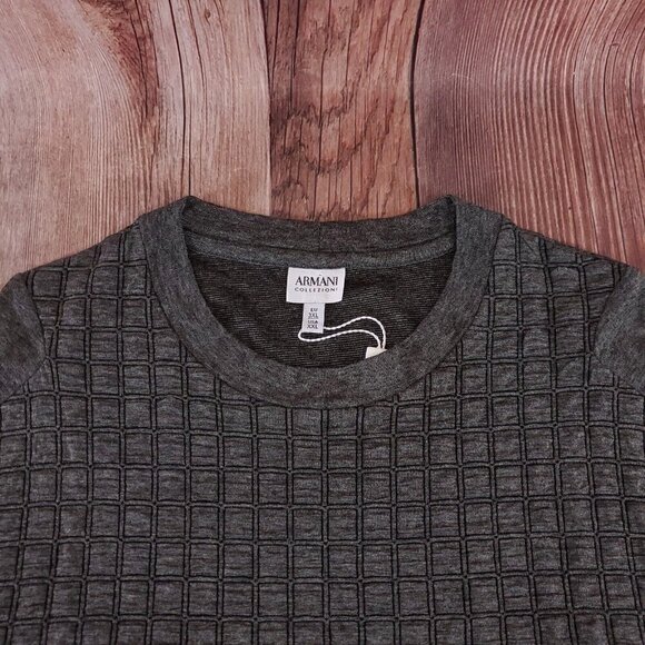 NWT Armani Collezioni Mens Size XXL Gray Crew Neck Pullover Shirt Viscose Blend - Picture 6 of 16